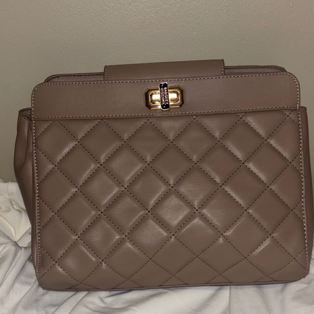 Badgley Mischka Quilted Brown Shoulder Bag